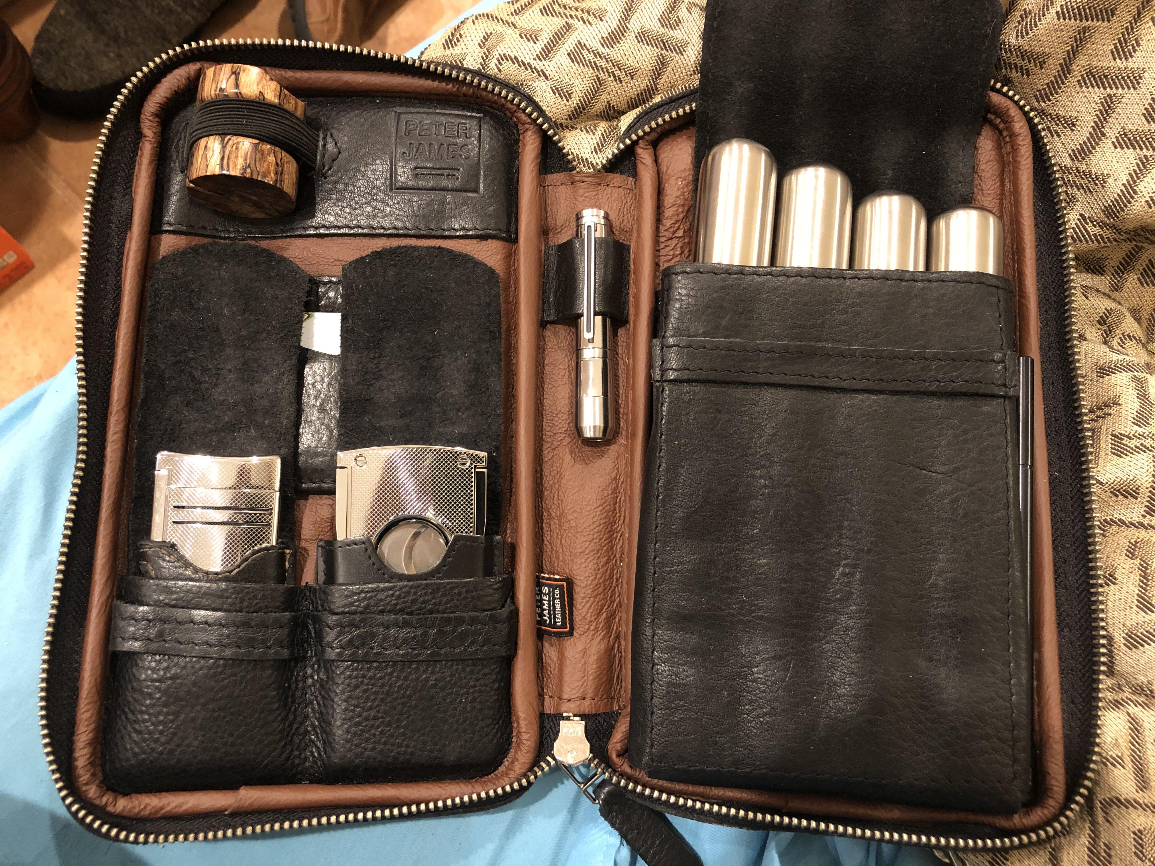 Visol Peter James Leather Black Travel Cigar Case