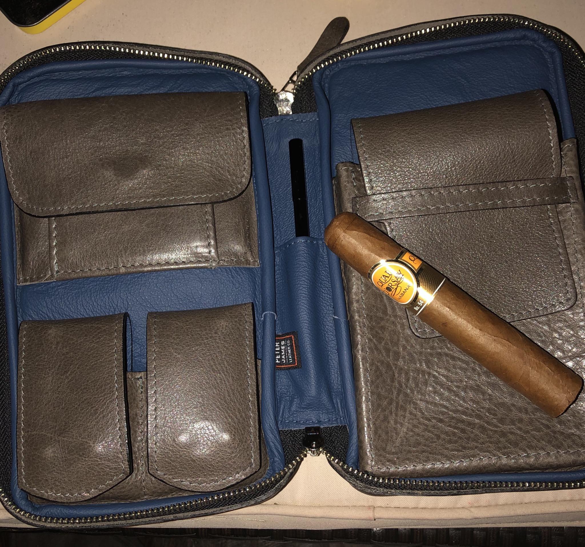 Visol Peter James Leather Black Travel Cigar Case